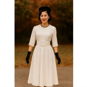 Vintage Nina Piccalino Cream Maxi Dress